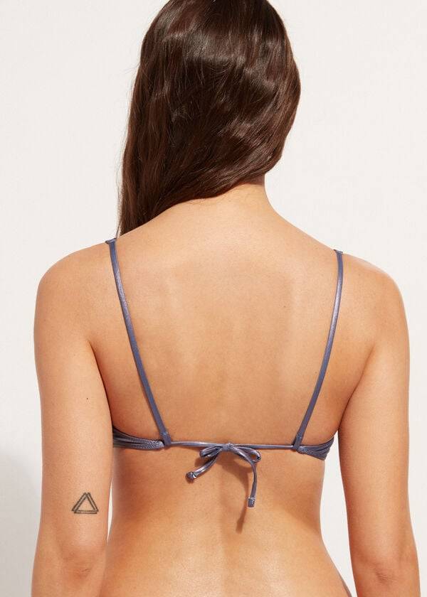 top de bikini balconette daytona con efecto revestido de calzedonia para mujer azul