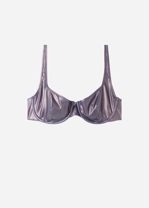 top de bikini balconette daytona con efecto revestido de calzedonia para mujer azul