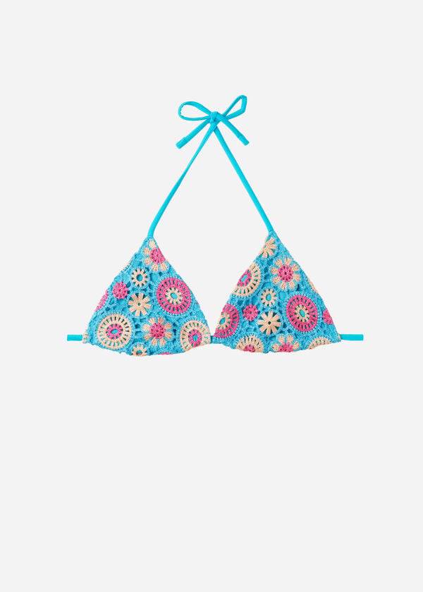 bikini capri de triángulo con cordón de crochet de calzedonia para mujer en turquesa
