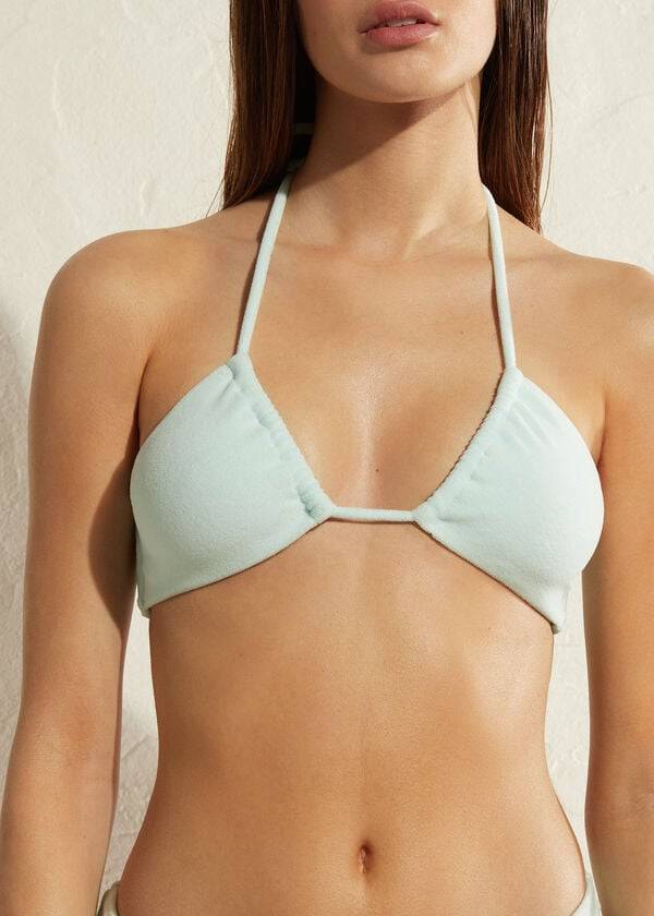bikini bandeau con cordón beverly hills eco de calzedonia para mujer color azul