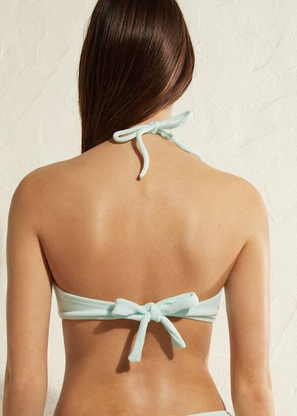 bikini bandeau con cordón beverly hills eco de calzedonia para mujer color azul