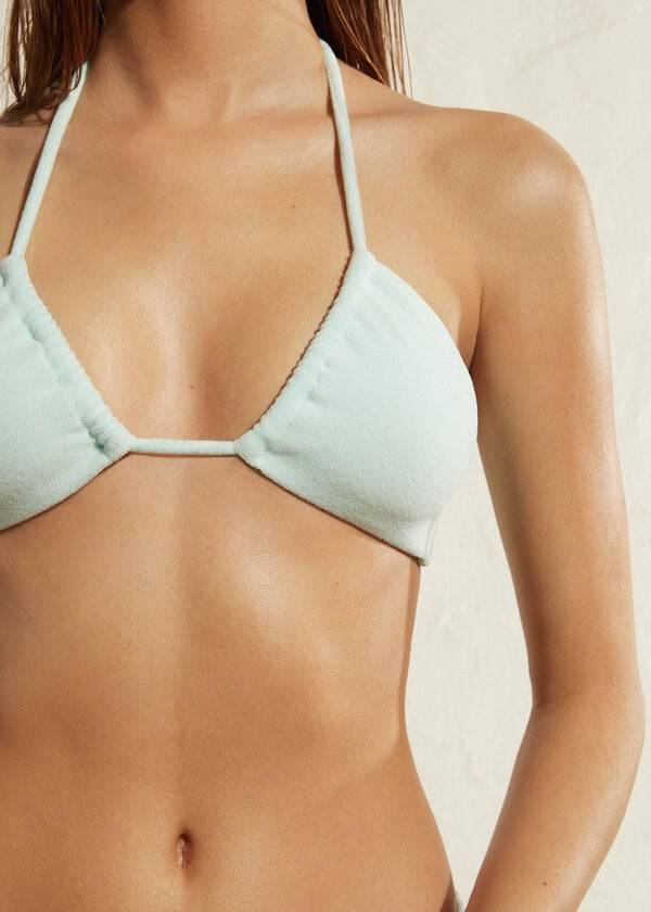 bikini bandeau con cordón beverly hills eco de calzedonia para mujer color azul