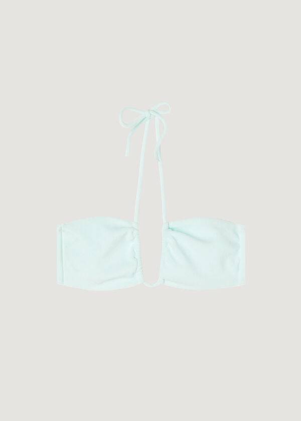 bikini bandeau con cordón beverly hills eco de calzedonia para mujer color azul