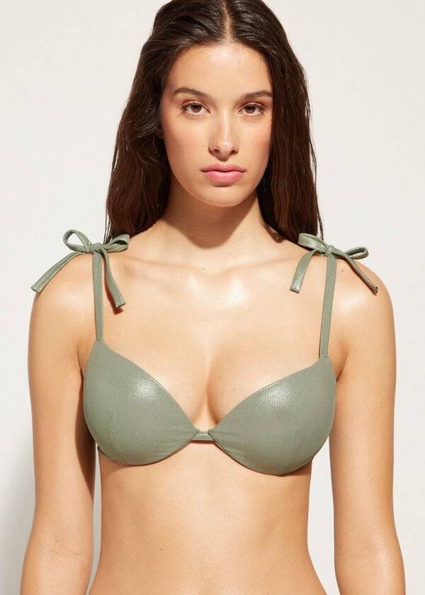bikini de mujer calzedonia con relleno graduado y push up antigua color verde