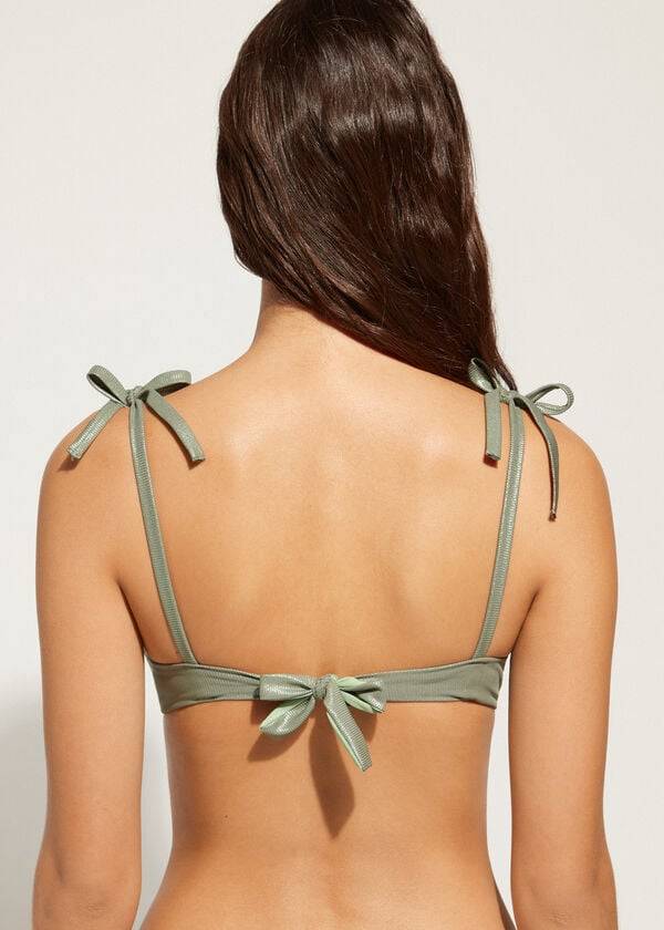 bikini de mujer calzedonia con relleno graduado y push up antigua color verde