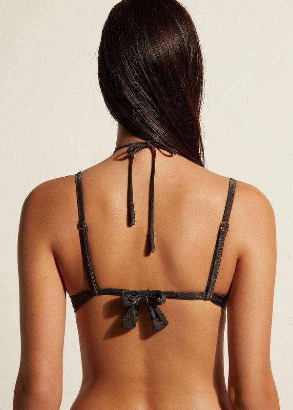 bikini hollywood con relleno graduado y push up de calzedonia en color negro para mujer