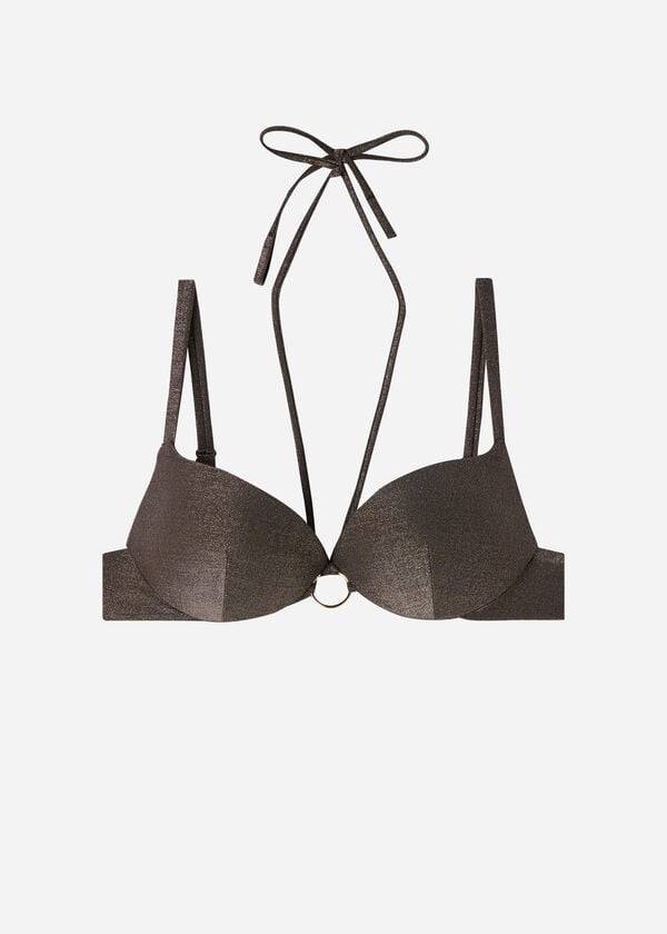 bikini hollywood con relleno graduado y push up de calzedonia en color negro para mujer