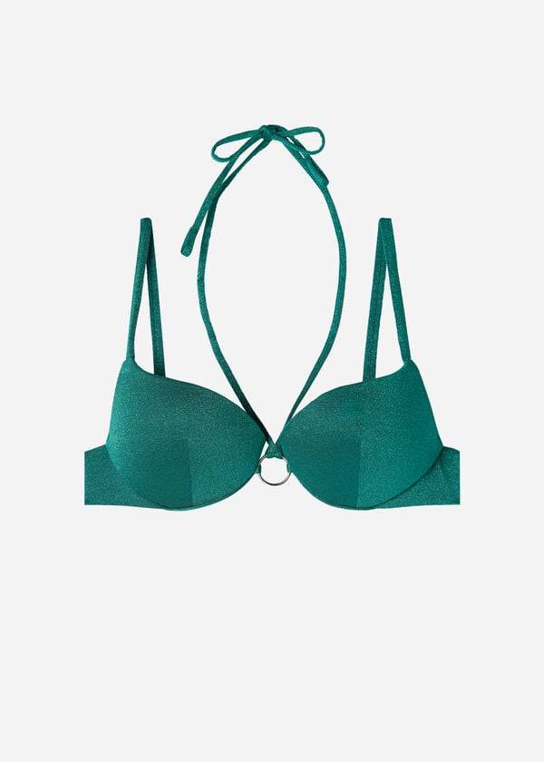 bikini hollywood con relleno graduado y push up para mujer de calzedonia color verde