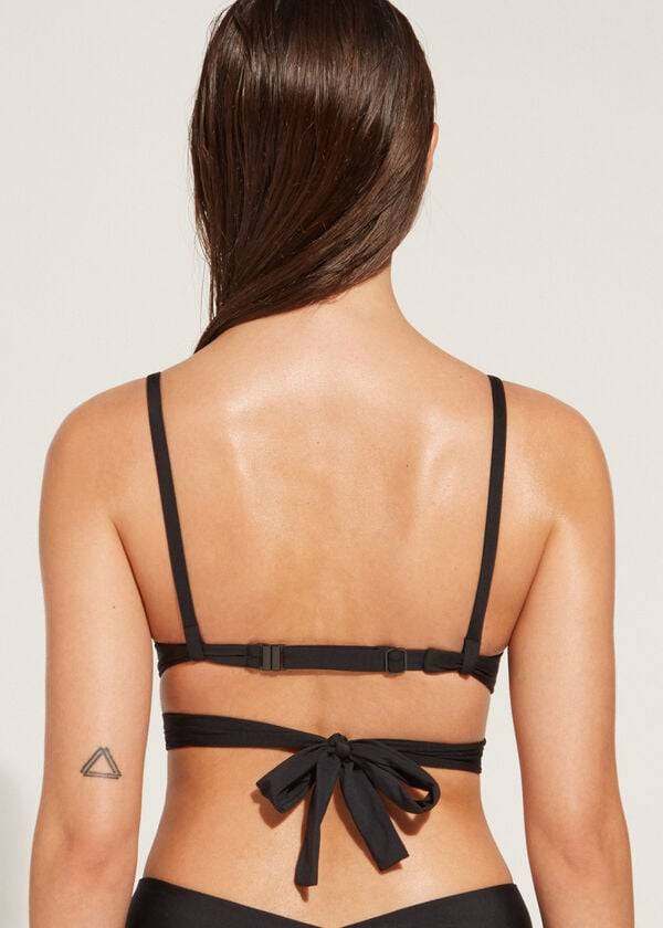 bikini indonesia con push-up y relleno graduado de calzedonia para mujer color negro