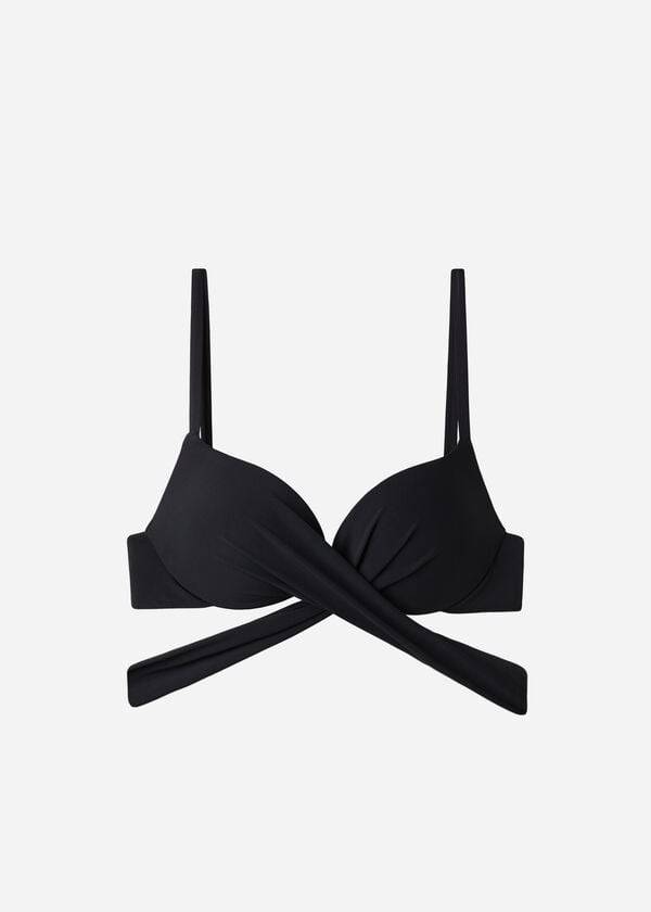 bikini indonesia con push-up y relleno graduado de calzedonia para mujer color negro