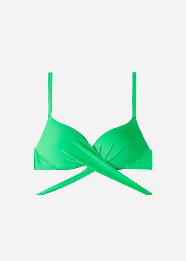 bikini indonesia con push-up y relleno graduado de calzedonia para mujer color verde