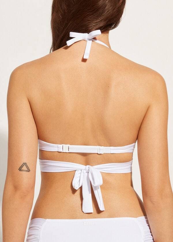 bikini de mujer calzedonia con push-up acolchado graduado en blanco