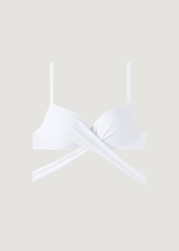 bikini de mujer calzedonia con push-up acolchado graduado en blanco