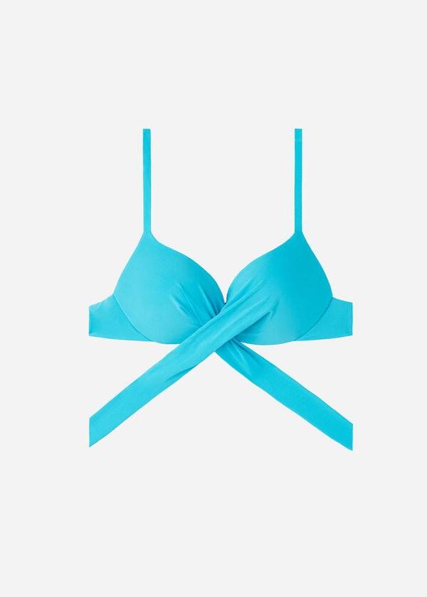 bikini de mujer con push-up acolchado graduado y turquesa de calzedonia indonesia