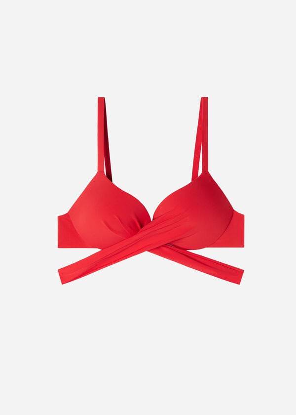 bikini de mujer con push-up acolchado graduado y color rojo de calzedonia indonesia