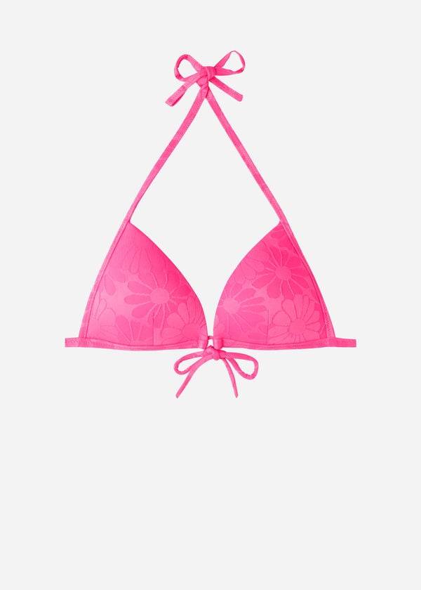 bikini triangular con relleno graduado antibes de calzedonia para mujer color rosa