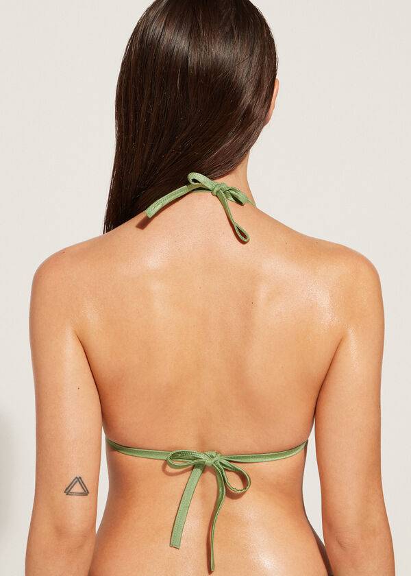 bikini triangular con relleno graduado cannes de calzedonia para mujer color verde