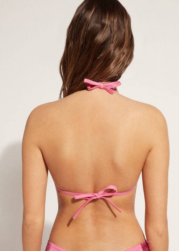 bikini triangular con relleno graduado cannes de calzedonia para mujer color rosa