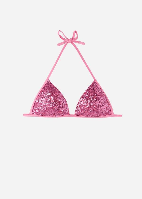 bikini triangular con relleno graduado cannes de calzedonia para mujer color rosa