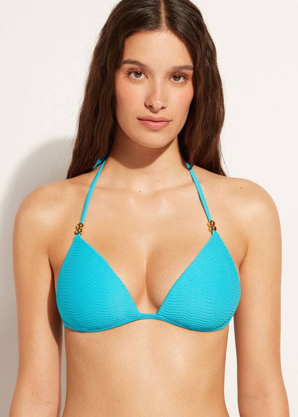 bikini triangular con relleno graduado casablanca de calzedonia turquesa para mujer