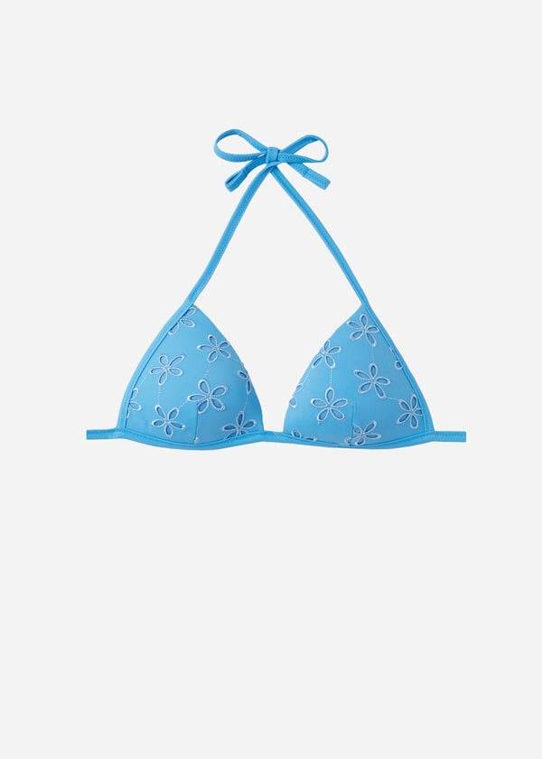 bikini de triángulo con relleno graduado corfù de calzedonia para mujer color azul