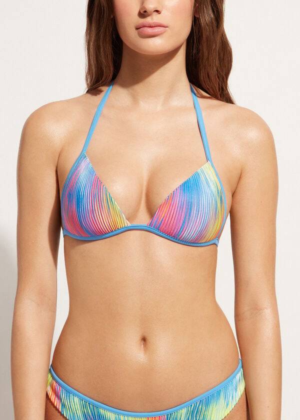 bikini de triángulo con relleno graduado calzedonia para mujer multicolor maiorca