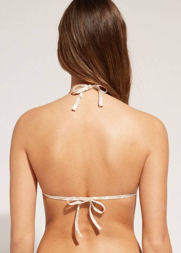 bikini de triángulo con relleno graduado calzedonia melbourne para mujer dorado