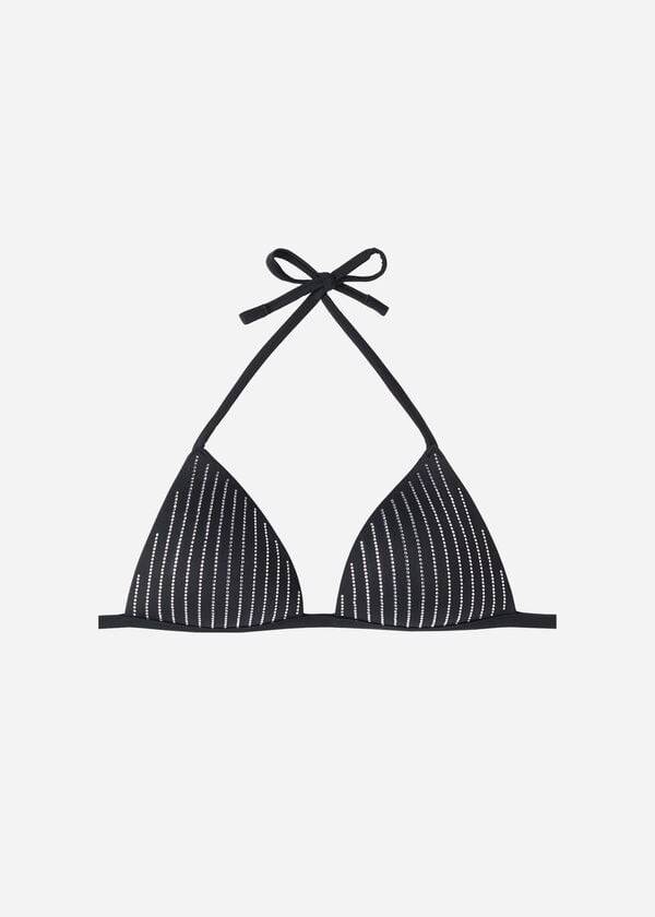 bikini triangular con relleno graduado shanghai de calzedonia para mujer color negro