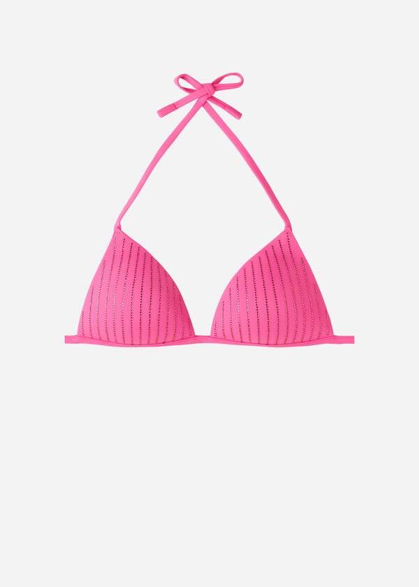 bikini triangular con relleno graduado shanghai de calzedonia para mujer color rosa