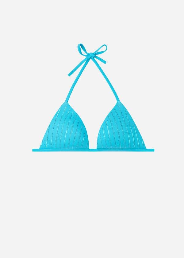 bikini triangular con relleno graduado de calzedonia shanghai para mujer color turquesa