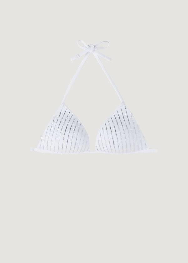 bikini shanghai de triángulo con relleno graduado de calzedonia para mujer color blanco