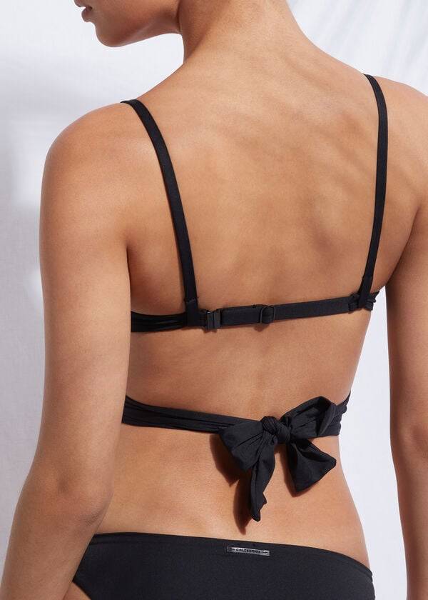 bikini indonesia con push-up graduado de calzedonia para mujer color negro