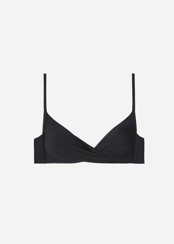 bikini indonesia de triángulo con relleno cruzado suave y graduado de calzedonia para mujer color negro