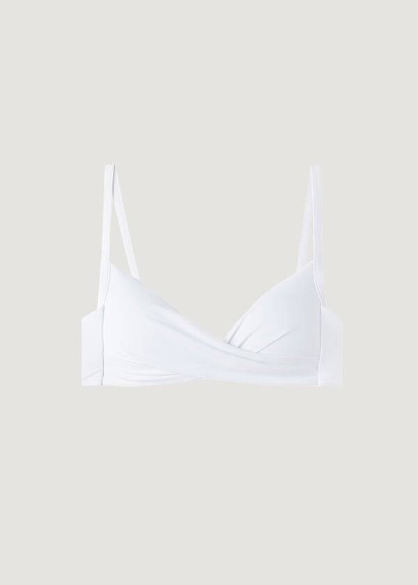 bikini indonesia de triángulo con relleno cruzado suave y graduado de calzedonia para mujer color blanco
