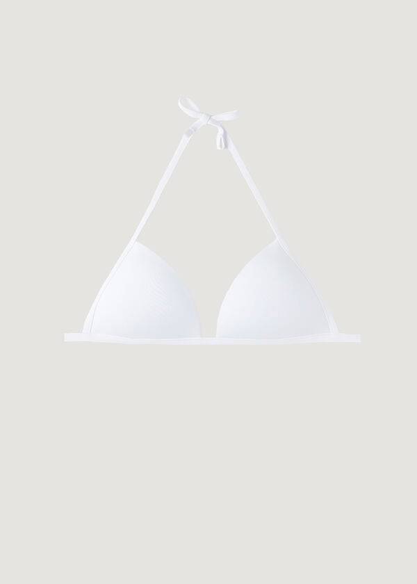 bikini de triángulo con relleno suave y graduado de calzedonia color blanco para mujer indonesia