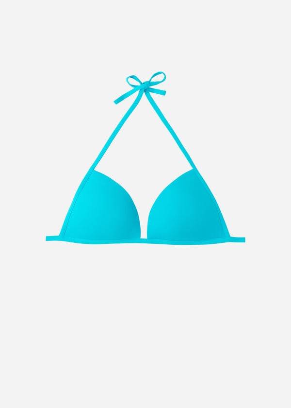 bikini triangular con relleno suave graduado color turquesa de calzedonia para mujer de indonesia