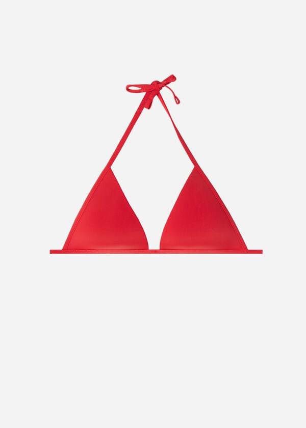 bikini de triángulo con relleno suave graduado de calzedonia para mujer color rojo