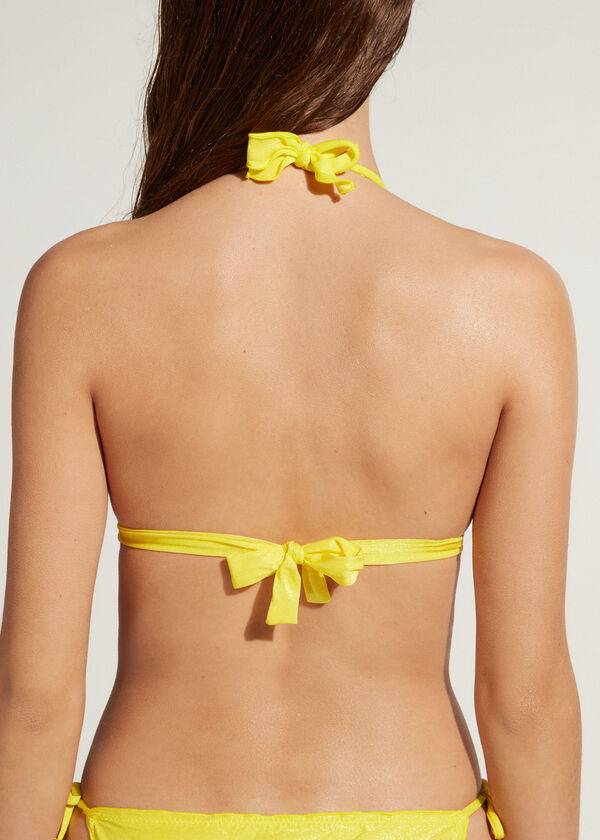 bikini de triángulo graduado formentera de calzedonia amarillo para mujer
