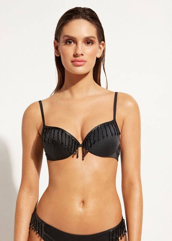 bikini negro con push-up y relleno ligero calzedonia para mujer taipei