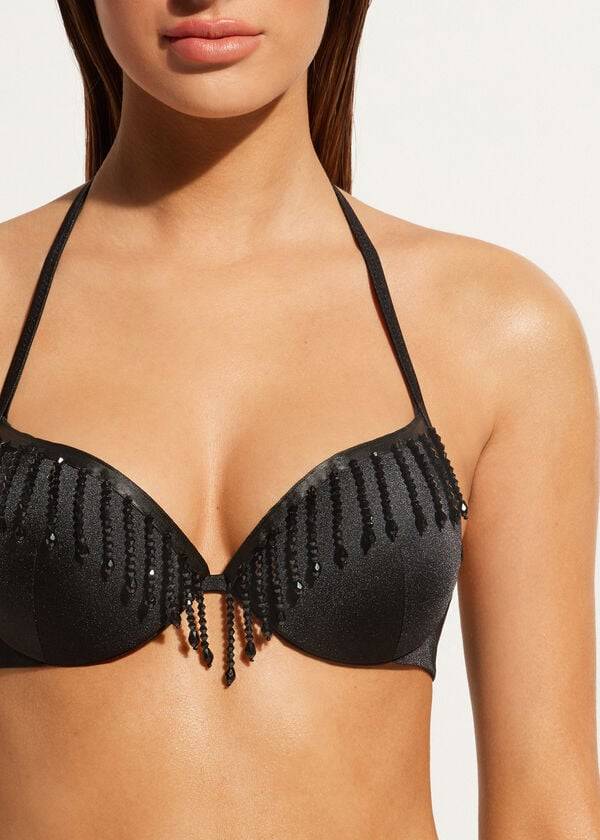 bikini negro con push-up y relleno ligero calzedonia para mujer taipei