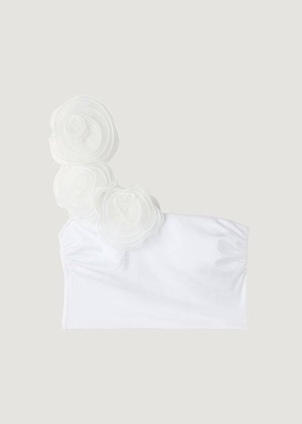 bikini bandeau de un solo hombro bora bora de calzedonia para mujer color blanco