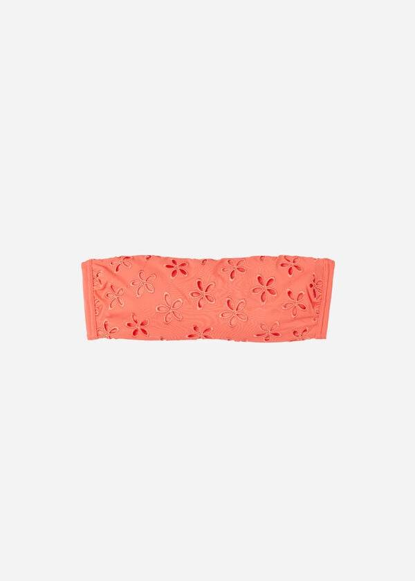 parte de arriba de bikini calzedonia bandeau corfù con relleno para mujer coral naranja