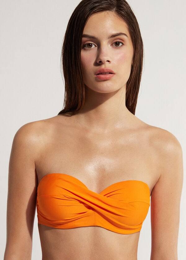 parte de arriba de bikini para mujer naranja calzedonia bandeau acolchado indonesia