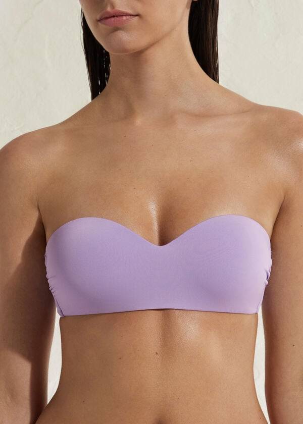 top de bikini ecológico indonesia bandeau acolchado calzedonia para mujer púrpura