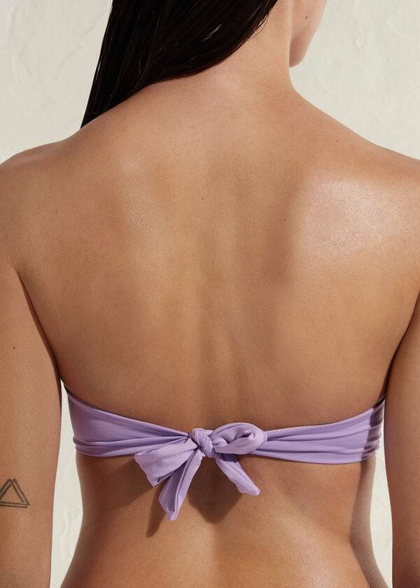 top de bikini ecológico indonesia bandeau acolchado calzedonia para mujer púrpura