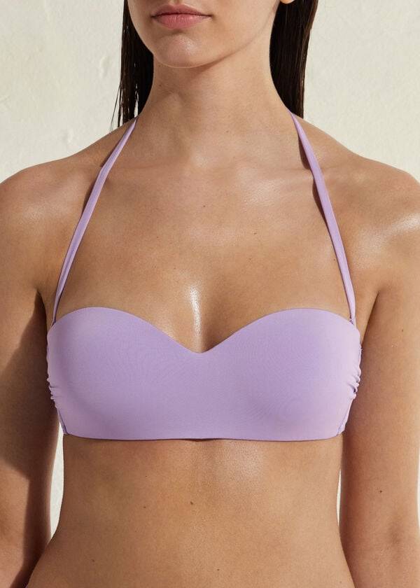 top de bikini ecológico indonesia bandeau acolchado calzedonia para mujer púrpura