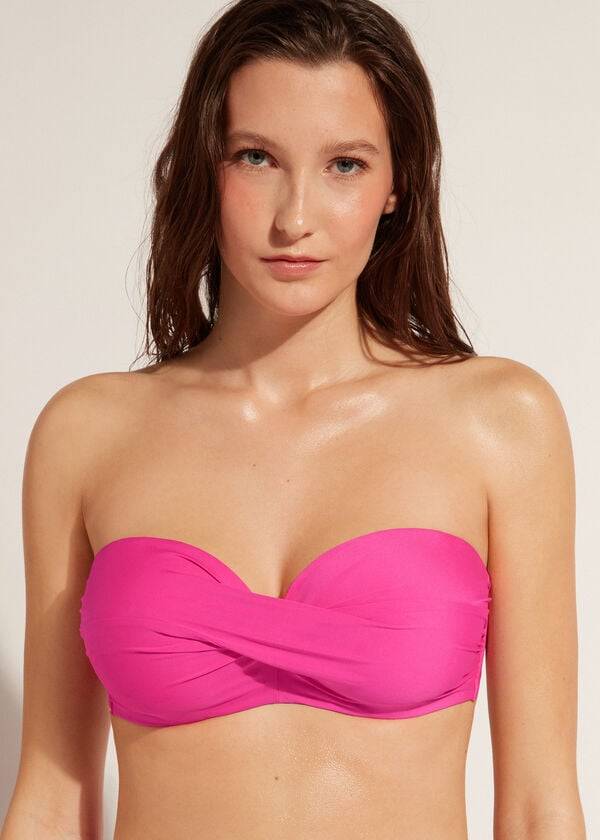 parte de arriba de bikini mujer calzedonia acolchado bandeau indonesia eco cobey rosa