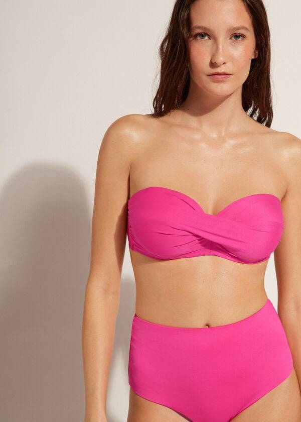 parte de arriba de bikini mujer calzedonia acolchado bandeau indonesia eco cobey rosa