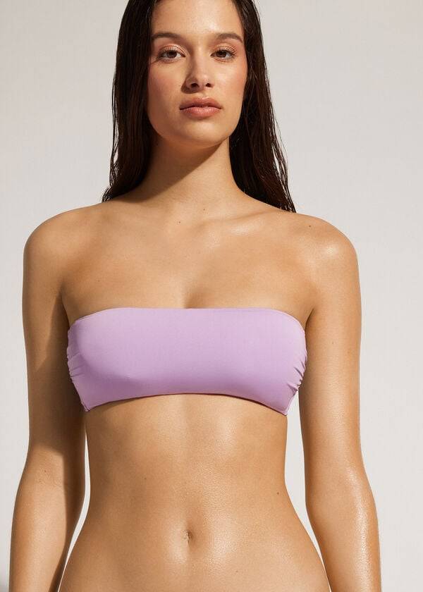 bikini bandeau indonesia eco strapless con relleno de calzedonia para mujer color morado