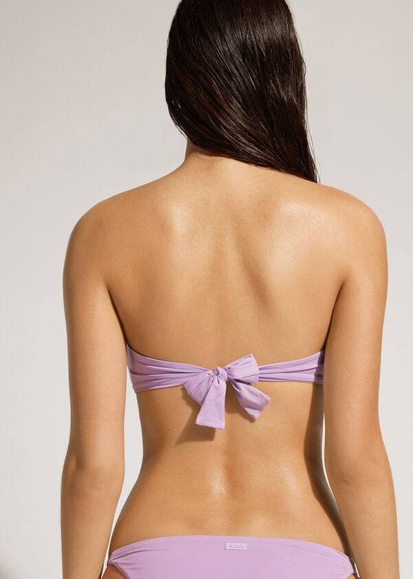 bikini bandeau indonesia eco strapless con relleno de calzedonia para mujer color morado